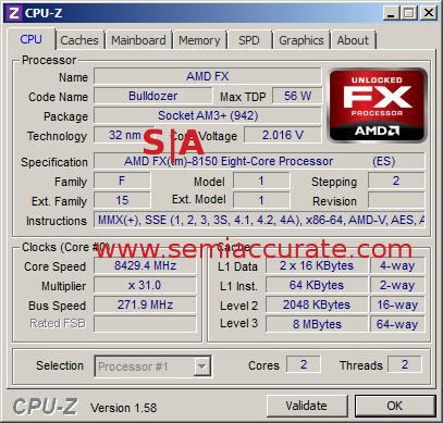 CPU-Z 8429Mhz Bulldozer screen shot