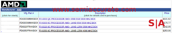 AMD Vishera etailer listing