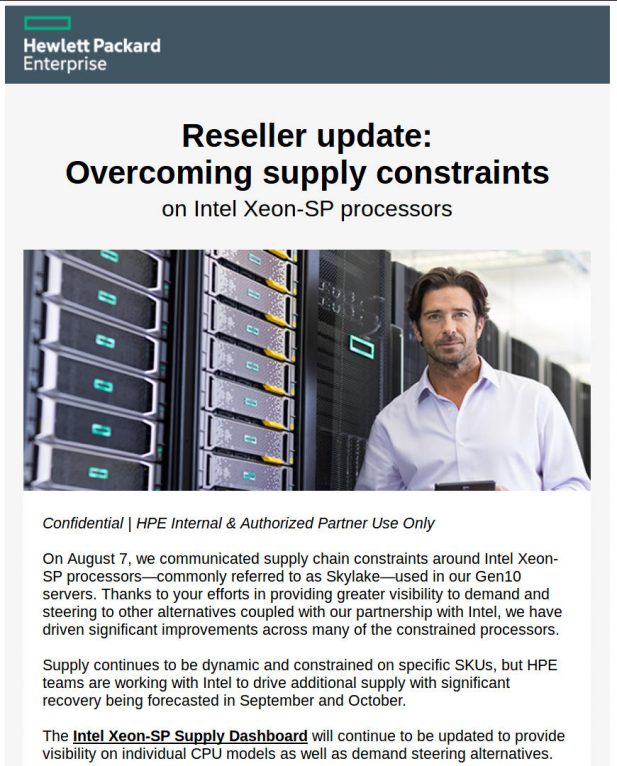 HPE Xeon Supply Issue Page 1