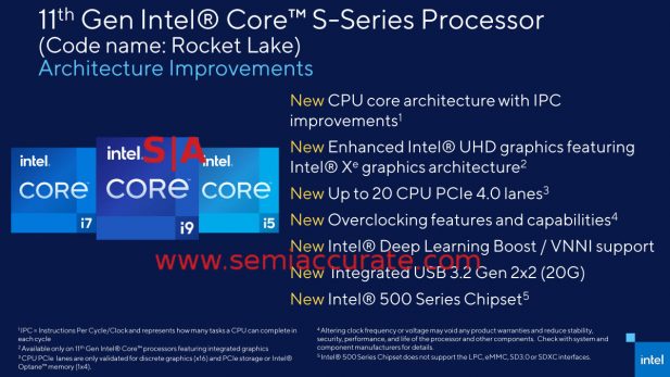 Intel Rocket Lake Core features