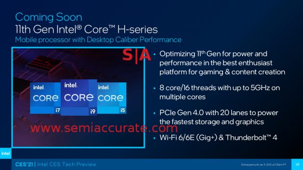 Intel 8C Tiger Lake H-Series preview