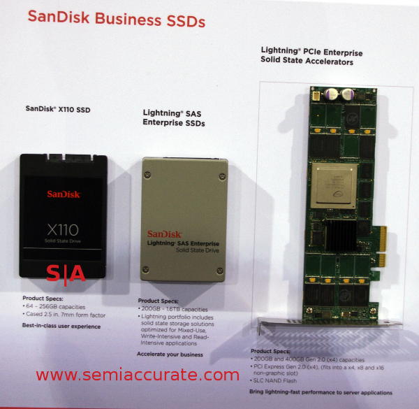 SanDisk X110 OEM SSD, Lightning SAS and Lightning PCIe drives