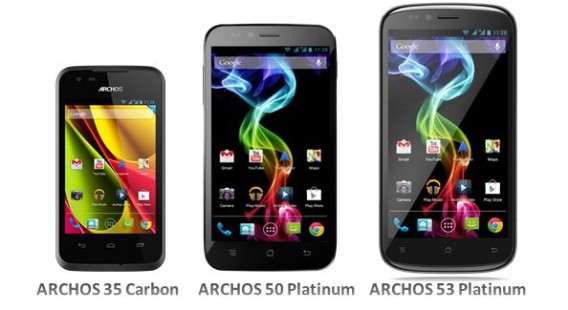 Archos Carbon 35, Platinum 50, and Platinum 53 cell phones